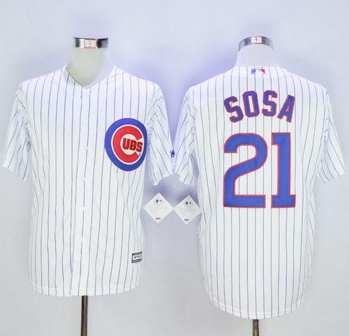 Cubs #21 Sammy Sosa White New Cool Base Stitched MLB Jersey - Click Image to Close